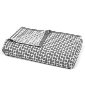 Плед клетчатый мягкий вязаный 130x170 Lena Cube - Серый
