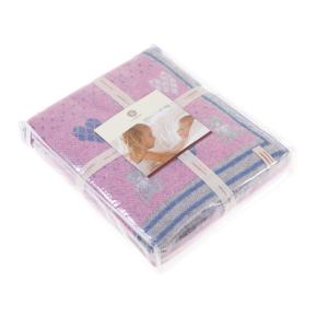 Плед детский из шерсти  Мишки и Сердечки (100х150) Lux Bear - Розовый / Голубой / Серый