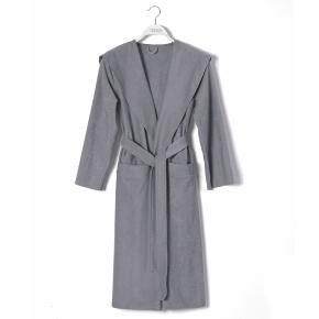 Халат женский и мужской (унисекс) махровый тонкий с капюшоном Meyzer L/XL - Темно-серый