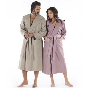 Халат унисекс женский махровый тонкий с капюшоном Meyzer XXXL - Коричневый 