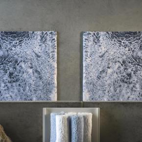 Коврик люкс волна морская махровый 70х130 Nazare (Назар) 307 - Пыльно-синий