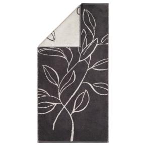 Полотенце двухцветное с цветочным контуром 50х100 Cawo Atelier Floral 6239 77 - Серый