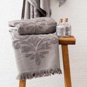 Полотенце хлопок жаккард премиум махровое 100х180 Penna Solid Jacquard - Серое