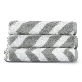 Полотенце зигзаг махровое 76х142 Chevron Yarn Dyed - Слоновая кость / Серый металлик L'appartement