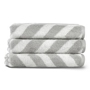 Полотенце полосатое зигзаг махровое 76х142 Chevron Yarn Dyed - Светло-серое L'appartement
