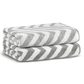 Полотенце зигзаг махровое 40х71 Chevron Yarn Dyed - Светло-серое