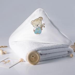 Полотенце детское с капюшоном 90х90 Honey Boy - Белый - Фото 1