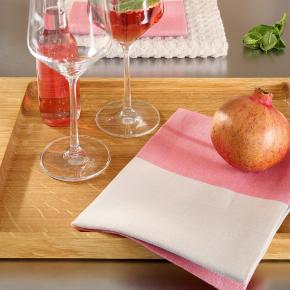 Полотенце из Германии кухонное для посуды Cawo Home 50х70 Cuisine Duo 535 23 - Розовый / Натурально-бежевый