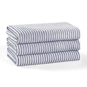 Полотенце элитное в полоску махровое хлопковое 50х90 Striped Terry - Белый / Синий
