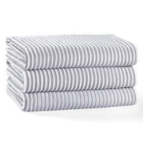 Полотенце в полоску махровое хлопковое 50х90 Striped Terry - Белый / Дым