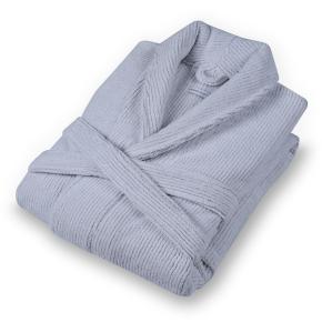 Халат рифленый махровый в полоску Slim Ribbed XL - Серо-Белый от L'appartement 