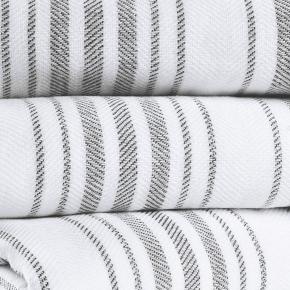 Полотенце легкое в полоску двустороннее 100х180 Stripe Gauze - Белый / Темно-серый