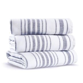 Полотенце легкое в полоску двустороннее 50х90 Stripe Gauze - Белый / Синий