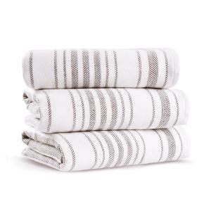 Полотенце премиум легкое в полоску двустороннее 50х90 Stripe Gauze - Белый / Дым