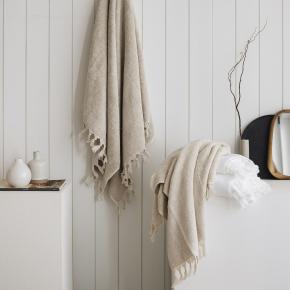 Полотенце турция премиум льняное для бани / сауны / хамам с бахромой 76х142 Tierra Linen - Белое