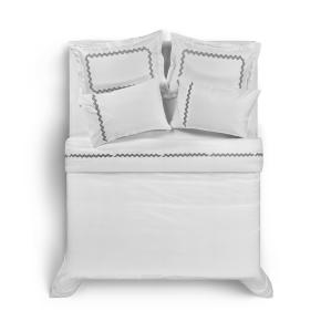 Пододеяльник морской с вышивкой Волна 240х220 Wave Sateen - Белый / Темно-серый
