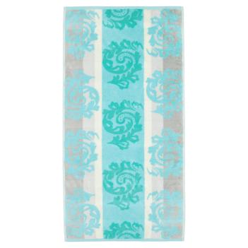 Полотенце жаккардовое махровое 50х100 Cawo Noblesse Cashmere Jacquard 1057 14 - Бирюзовое