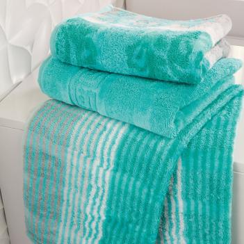 Полотенце топ жаккардовое махровое 80х150 Cawo Noblesse Cashmere Jacquard 1057 14 - Бирюзовое