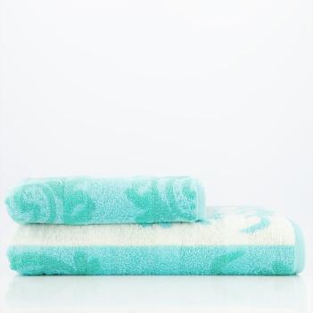 Полотенце премиум жаккардовое махровое 80х150 Cawo Noblesse Cashmere Jacquard 1057 14 - Бирюзовое