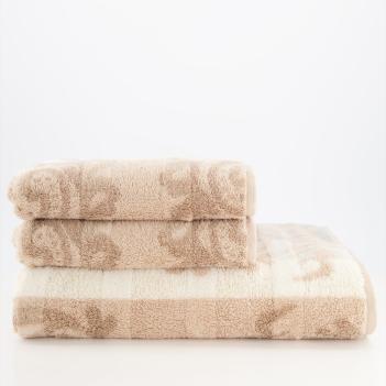 Полотенце дорогое жаккардовое махровое 50х100 Cawo Noblesse Cashmere Jacquard 1057 33 - Бежевое