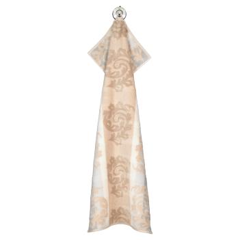 Полотенце жаккардовое махровое голубой с серым 50х100 Cawo Noblesse Cashmere Jacquard 1057 33 - Бежевое