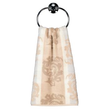 Полотенце растительный узор жаккардовое махровое 50х100 Cawo Noblesse Cashmere Jacquard 1057 33 - Бежевое