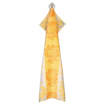 Полотенце дорогое жаккардовое махровое 50х100 Cawo Noblesse Cashmere Jacquard 1057 35 - Желтое