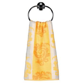 Полотенце восточный орнамент жаккардовое махровое 80х150 Cawo Noblesse Cashmere Jacquard 1057 35 - Желтое