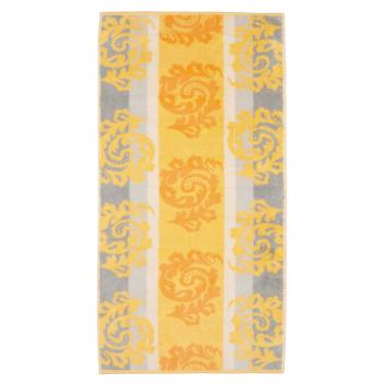 Полотенце жаккардовое махровое 50х100 Cawo Noblesse Cashmere Jacquard 1057 35 - Желтое