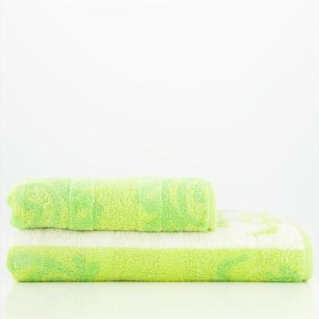 Полотенце жаккардовое махровое голубой с серым 80х150 Cawo Noblesse Cashmere Jacquard 1057 45 - Салатовое