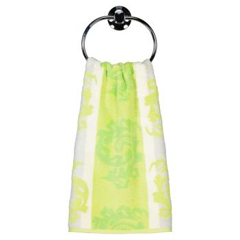 Полотенце растительный узор жаккардовое махровое 50х100 Cawo Noblesse Cashmere Jacquard 1057 45 - Салатовое