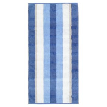 Полотенце в контрастную полоску махровое 50х100 Cawo Noblesse Stripe 1087 11 - Синее