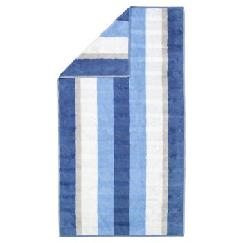Полотенце в полоску махровое 80х150 Cawo Noblesse Stripe 1087 11 - Синее