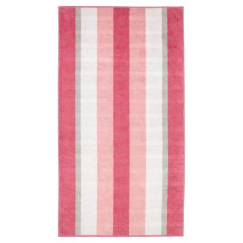 Полотенце элит люкс в полоску махровое 80х150 Cawo Noblesse Stripe 1087 22 - Розовое