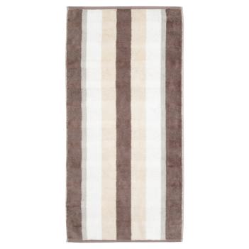 Полотенце в полоску махровое 30х50 Cawo Noblesse Stripe 1087 30 - Бежево-коричневое