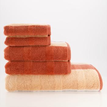 Полотенце в полоску с петелькой махровое 50х100 Cawo Noblesse Stripe 1087 33 - Оранжевое
