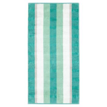 Полотенце в полоску махровое 50х100 Cawo Noblesse Stripe 1087 44 - Изумрудное