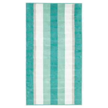Полотенце в полоску махровое 80х150 Cawo Noblesse Stripe 1087 44 - Изумрудное