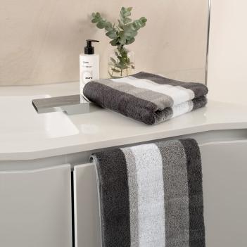 Полотенце хлопковое в полоску махровое 50х100 Cawo Noblesse Stripe 1087 77 - Серое