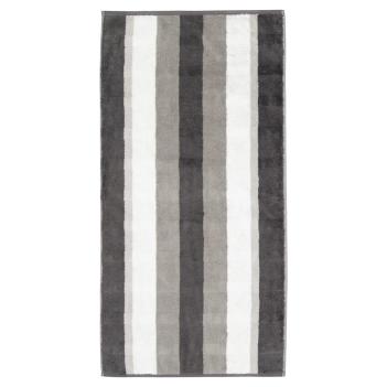 Полотенце в полоску махровое 50х100 Cawo Noblesse Stripe 1087 77 - Серое