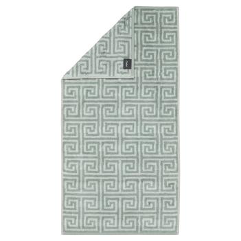 Полотенце дорогое греческий узор махровое немецкое 50х100 Cawo Noblesse Elegance Allover 1088 44 - Зеленое