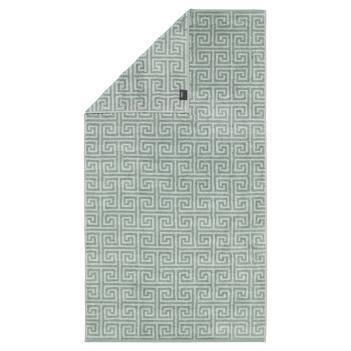 Полотенце дорогое греческий узор махровое немецкое 80х150 Cawo Noblesse Elegance Allover 1088 44 - Зеленое