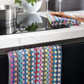 Полотенце из Германии махровое для кухни Cawo Home 50х50 Confetti Karo 2021 12 - Разноцветное