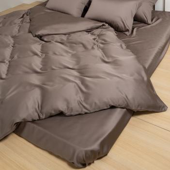 Простыня Коричневая из тенселя качественная 240х260 Havana Brown Brilliant Grass - 100% тенсель