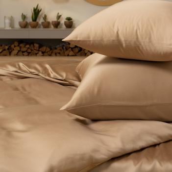 Простыня на резинке из тенселя (160х200х40) Sand Brilliant Grass - Песочная от German Grass