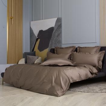 Пододеяльник премиум класса на пуговицах полуторный (140х205) Brownie Allure Grass 100% Египетский хлопок - Молочный шоколад