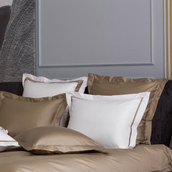 Наволочки премиум с узким кантом (70х70 - 2 шт.) Alpine Caramel Beige Allure Grass - Белый / Карамельно-бежевый