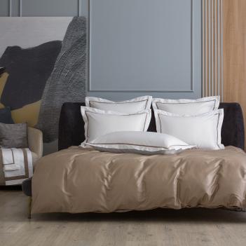 Наволочки люкс с узким кантом (50х70 - 2 шт.) Alpine Caramel Beige Allure Grass - Белый / Карамельно-бежевый 