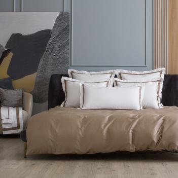 Наволочки премиум с узким кантом (50х70 - 2 шт.) Alpine Caramel Beige Allure Grass - Белый / Карамельно-бежевый