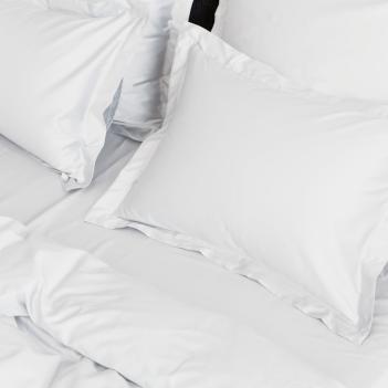Простыня на резинке дорогая премиум (160х200х40) Satin Allure Grass 100% Египетский хлопок - Снежно-белая
